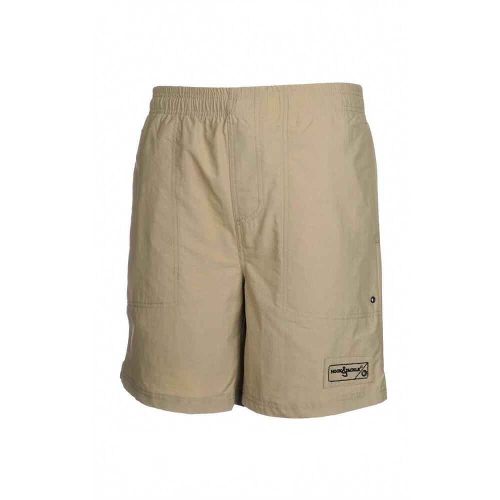 NEW HOOK & TACKLE men's beer can trunks in khaki